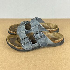 Birkenstock Arizona Crosstown Leather Two Strap Sandals Womens 8 Blue Slide